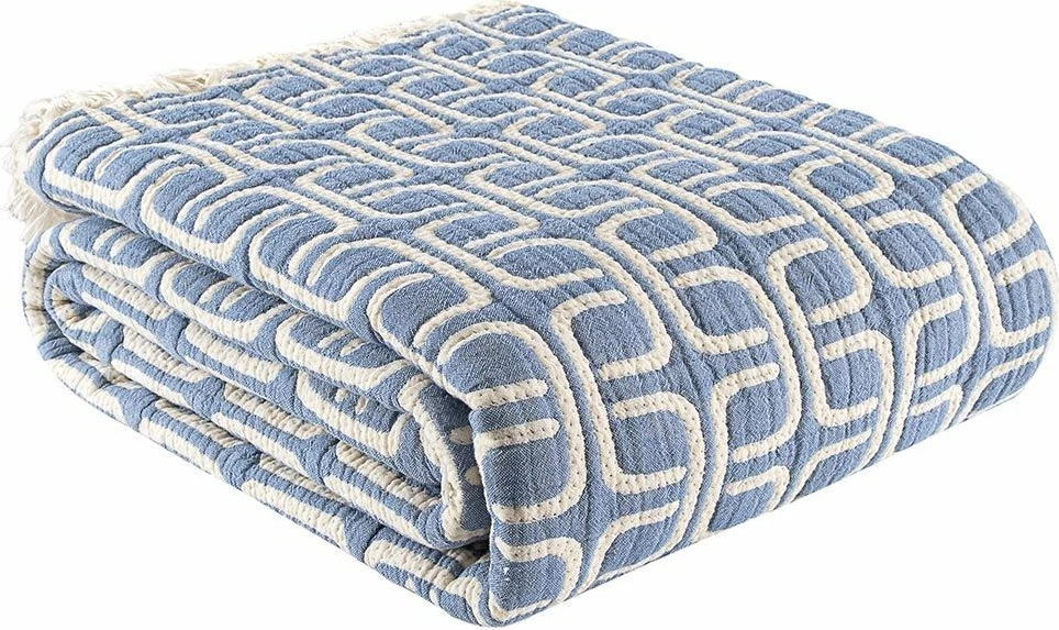 Jorgan King, pambuk 100%, ngjyrë kaltër, L'Essentiel Linge de Maison, 220x240cm