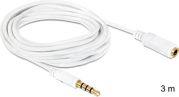 Kabllo audio DeLOCK 6.35mm mashkull në 3.5mm femër, 3 m, e bardhë