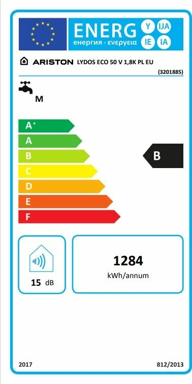 Bojler elektrik Ariston Lydos Eco 3201885, 49L, 1.8 kW, Klasa B, i bardhë