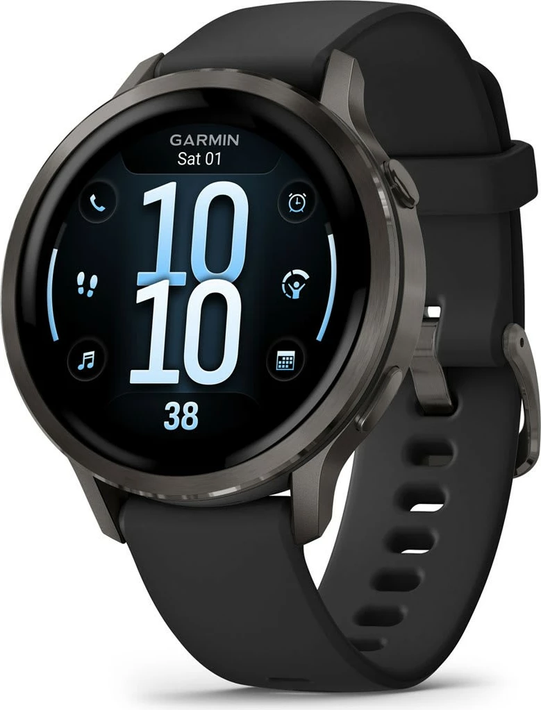 Smartwatch Garmin Venu 4 41mm, rrip silikoni, e zezë/shifer
