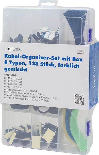 Set organizimi kabllosh LogiLink, 8 pjesë, me kuti