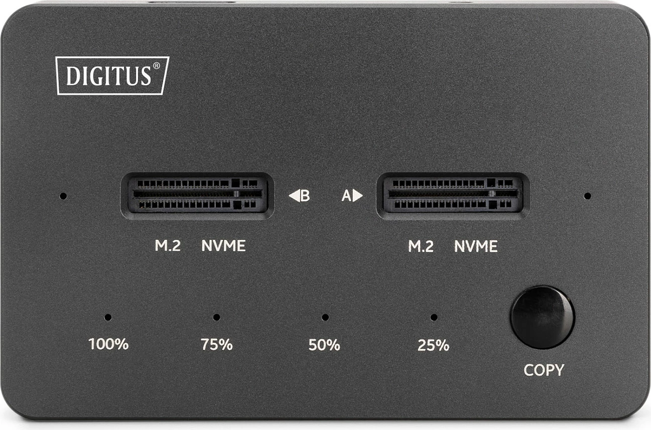 Klonstacion USB për M.2 NVMe SSD Digitus, USB-C 10 Gbit/s, 2 slote, deri 4 TB, i zi