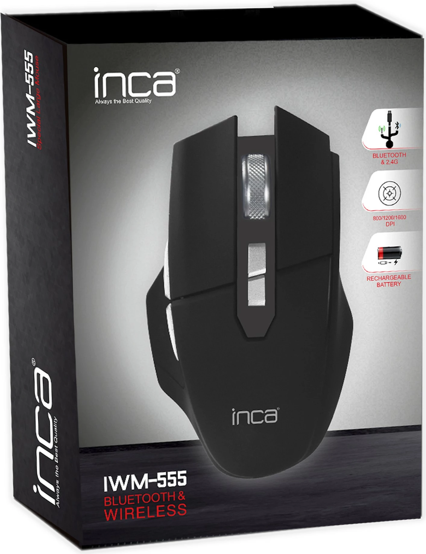 Maus Inca IWM-555, wireless & Bluetooth, 1600 DPI, USB-C, i zi