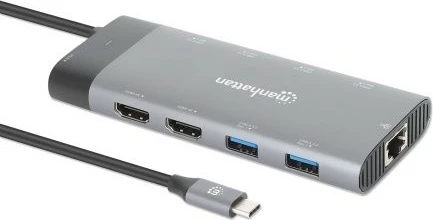 Docking station MANHATTAN USB-C PD 10-in-1, Dual Monitor 8K, gri