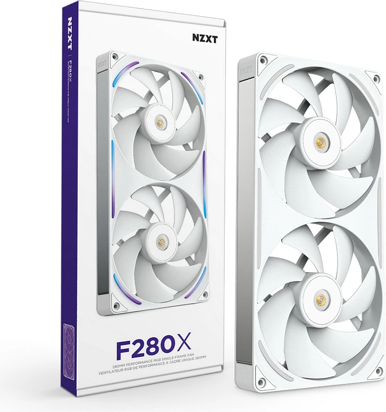 Ventilator për kasë NZXT F280X, 2x140mm PWM RGB, i bardhë