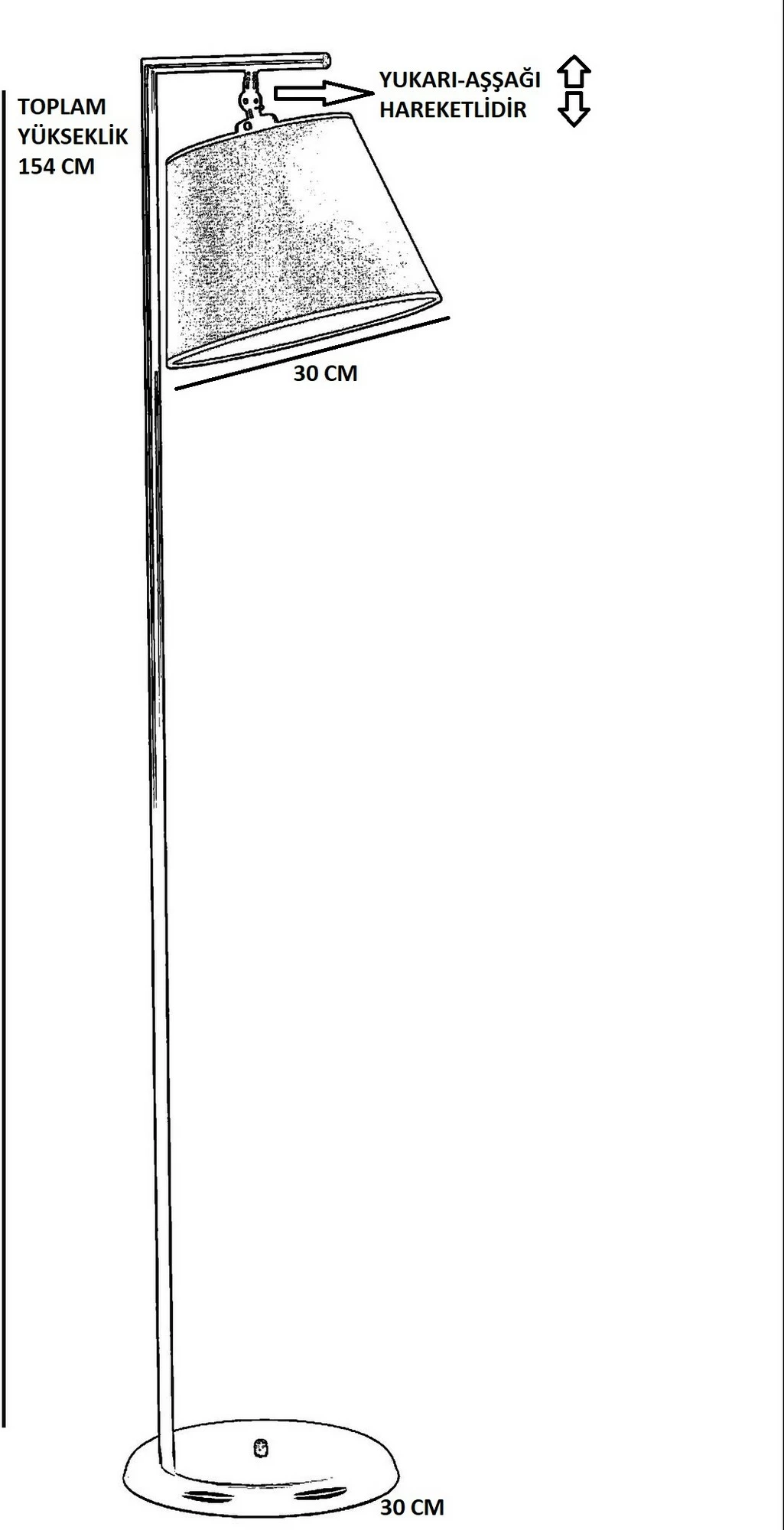 Llambë dyshemeje Opviq, dizajn modern, ngjyrë e zezë, abazhuri i zi