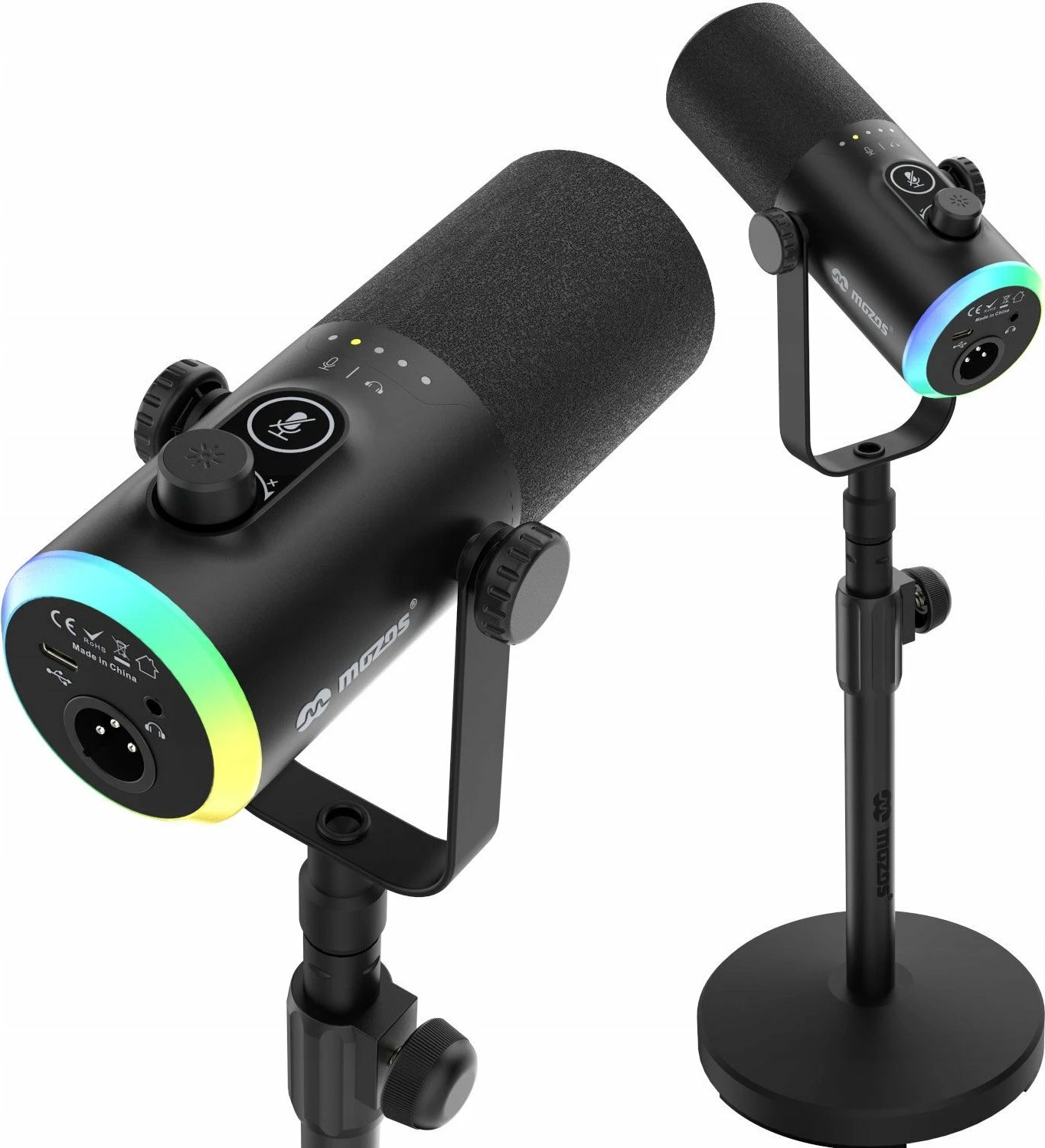 Mikrofon dinamik Mozos GM-ONE, USB-C/XLR, kardioid, me stativ, i zi