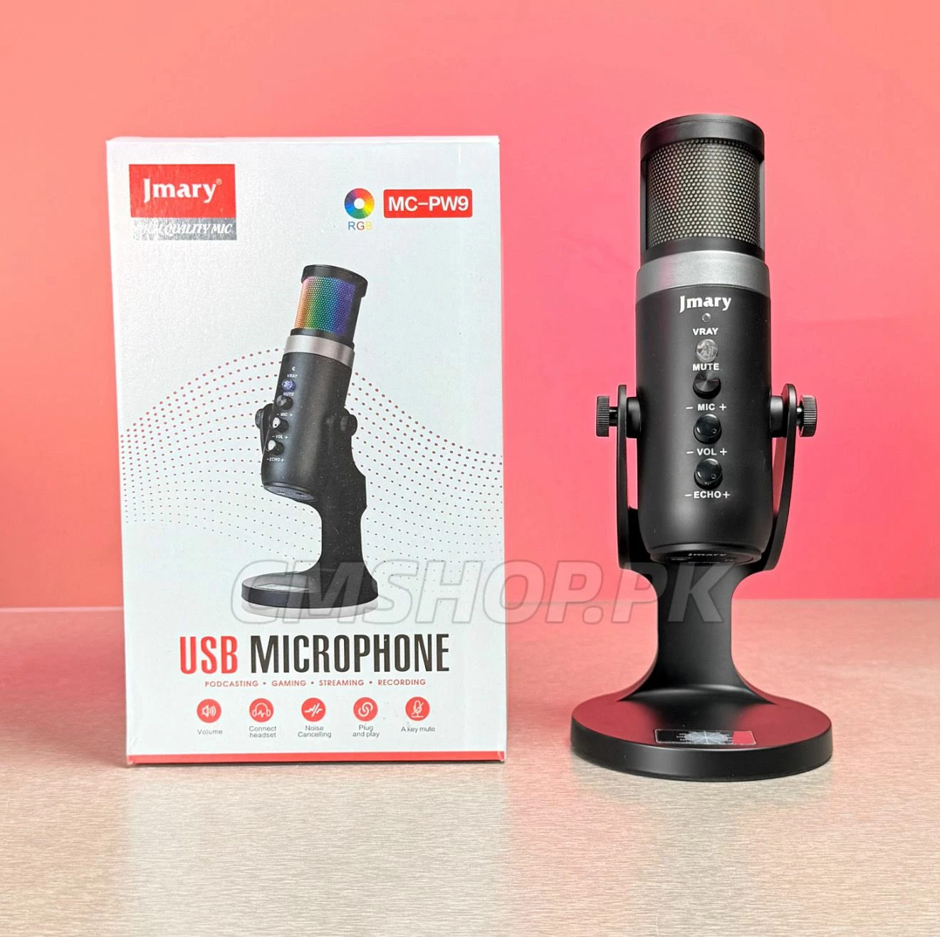 Mikrofon USB me RGB për Streaming dhe Podcast – Jmary MC-PW9