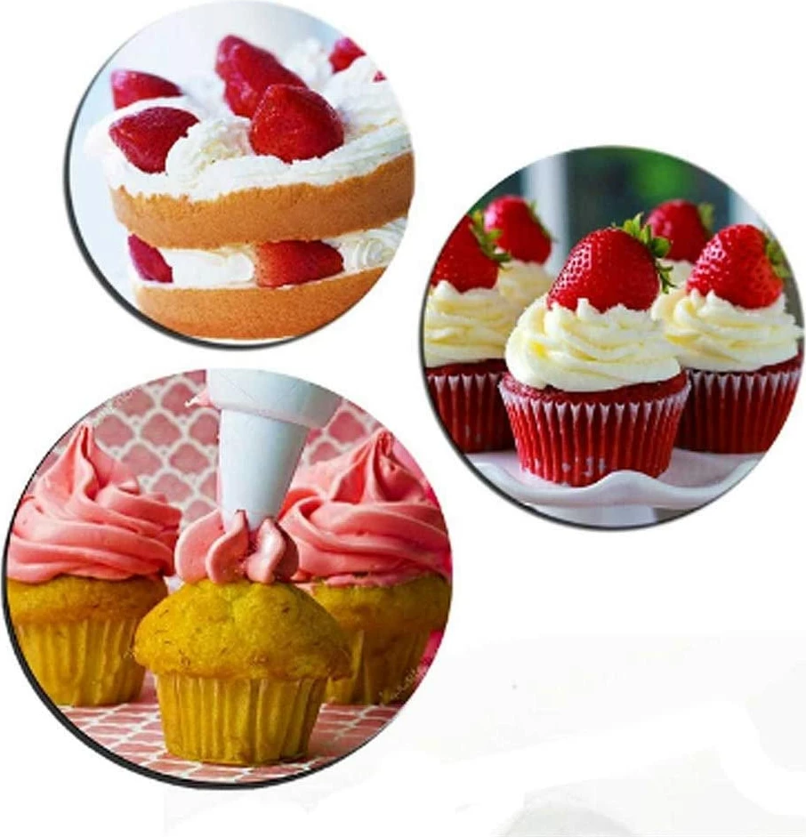 Aksesorë për ëmbëlsira Dolly AED, shiringë me 7 forma, rozë