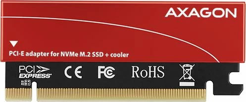 Adapter PCIe x16 në M.2 NVMe Axagon PCEM2-S, PCIe 3.0 x4, 2230-2280, ftohës pasiv, kuqe