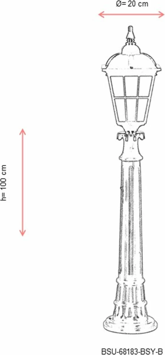 Llambë dyshemeje për jashtë, Opviq, BSU-68183-BSY-B, e zezë