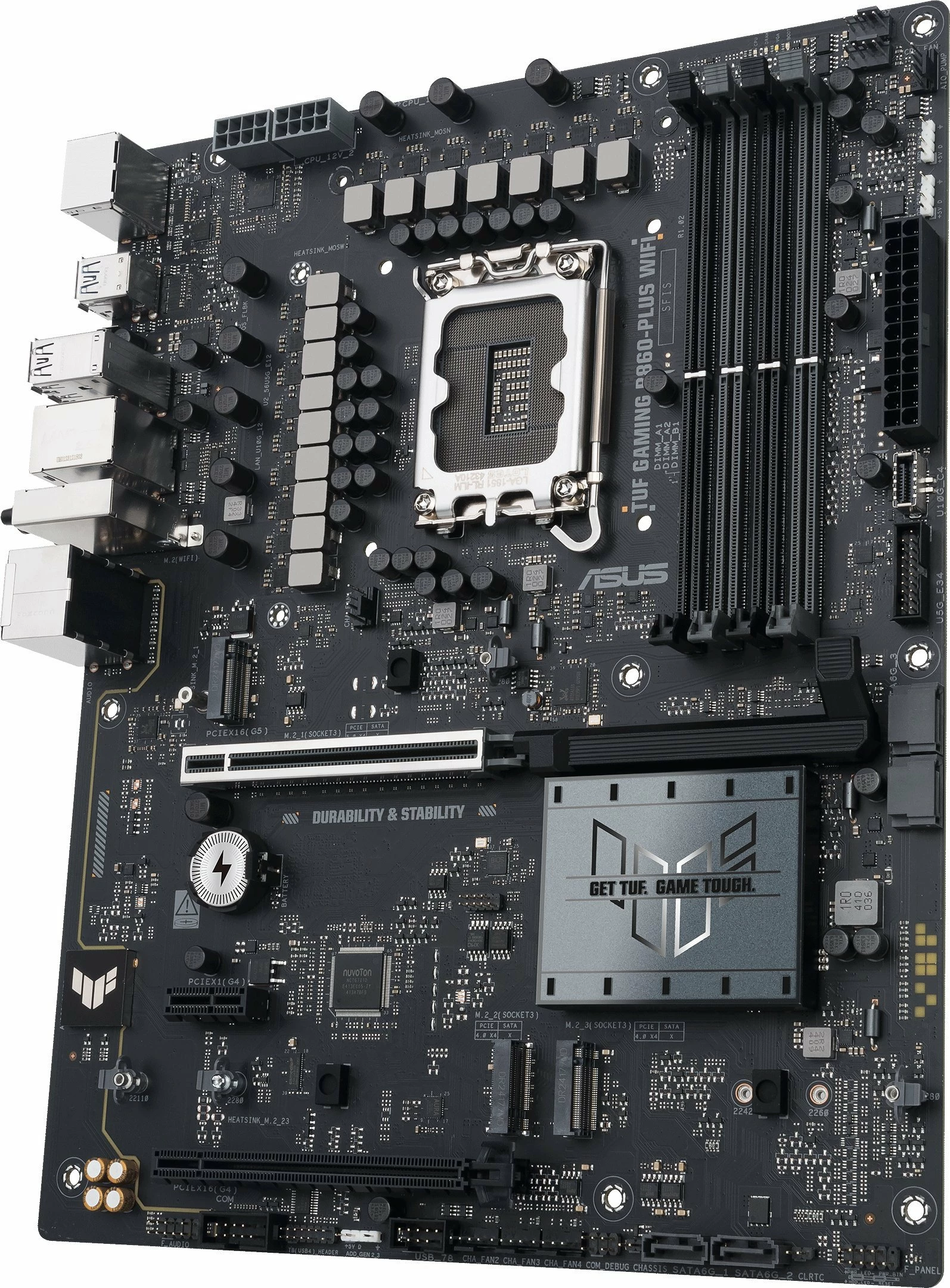 Pllakë amë Asus TUF GAMING B860-PLUS WIFI, ATX, DDR5 deri 256GB, WiFi 7, Bluetooth, 2.5GbE