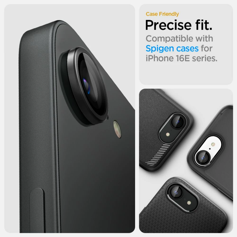 Mbrojtës xhami për kamerë Spigen Optik Pro GLAS.TR Ez Fit, për iPhone 16e, 2 copë, Zi