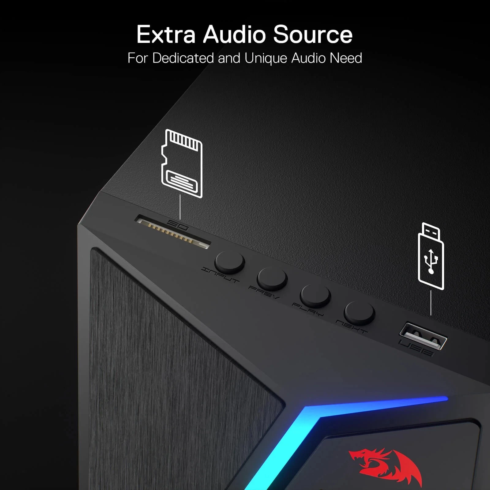 Sistem altoparlantësh 2.1 Redragon Anvil Pro GS520-PRO 25W me Bluetooth, RGB, telekomandë, i zi