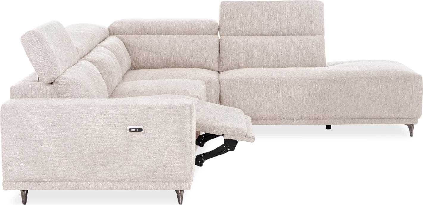 Këndore e majtë 5-vendëshe me recline, stof ecru, LUNARIS CD3316.02L, 307x267x94H