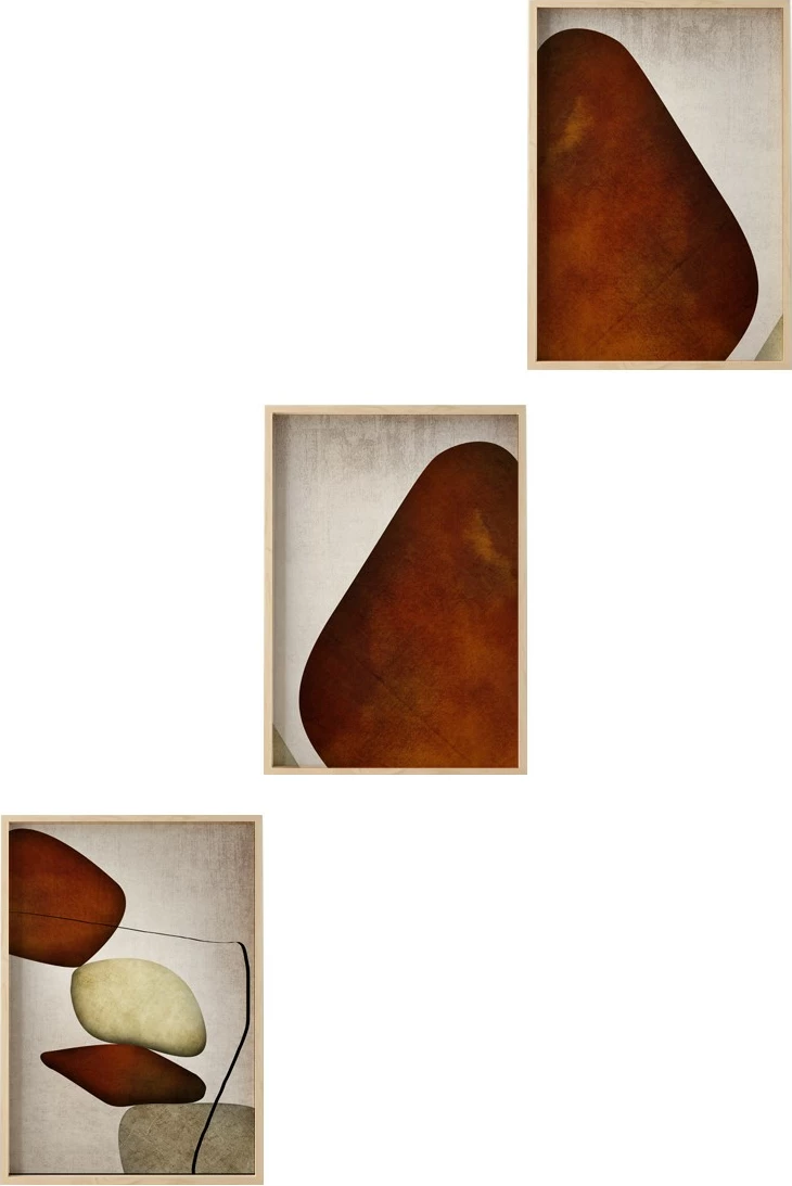 Pikturë dekorative me kornizë, MDF, 3 copë, Wallity, Huhu469, 30x40cm