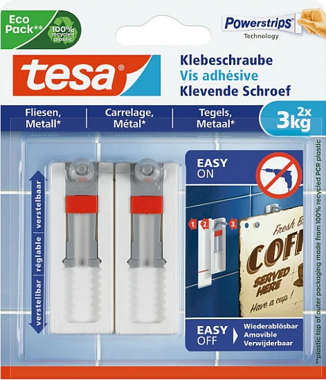 Vidhë ngjitëse tesa Powerstrips 2.4 x 6.4 cm, 2 copë, deri 3 kg, e bardhë