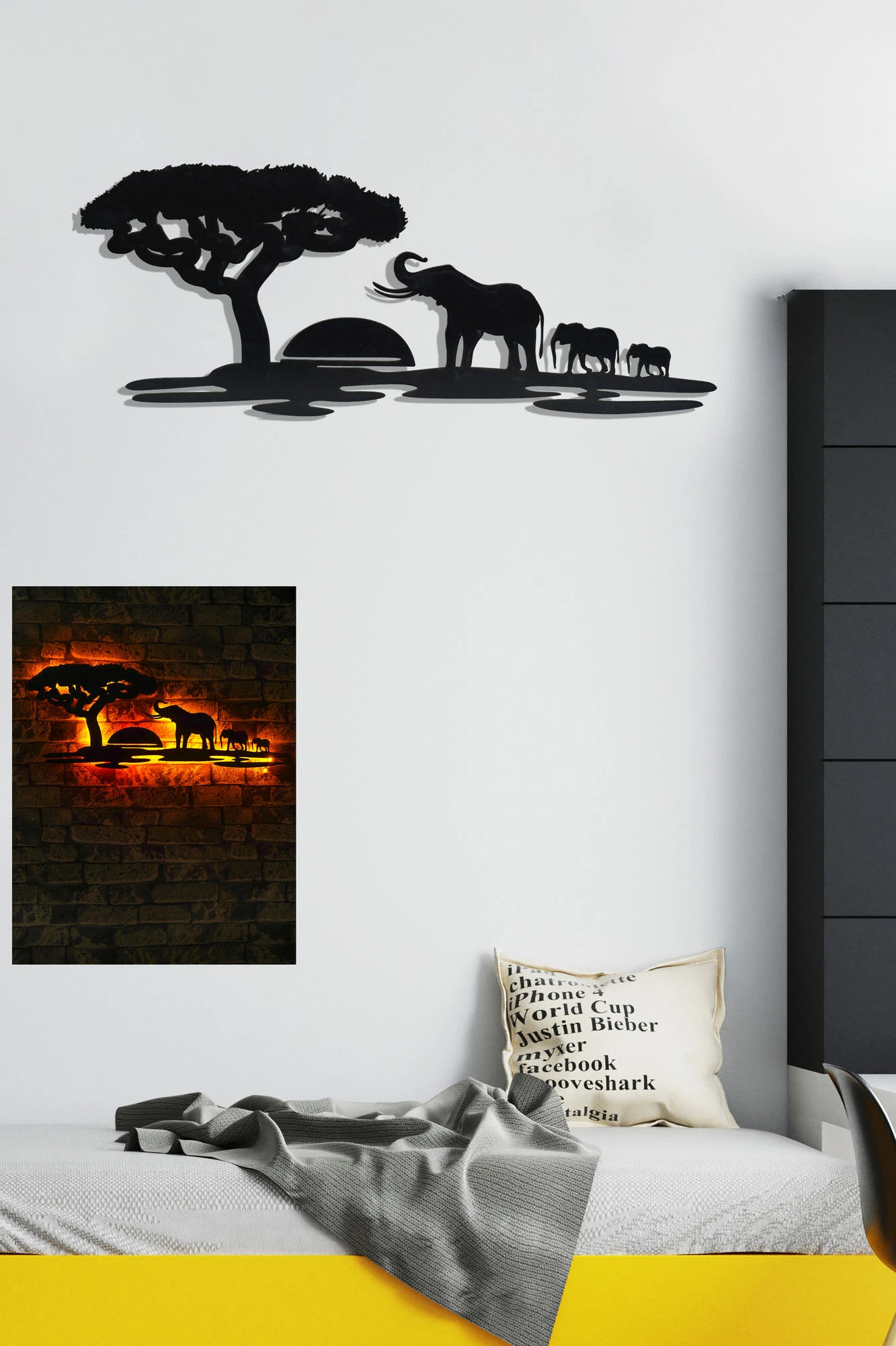 Dritë dekorative LED Wallity, Safari, e verdhë-kuqe