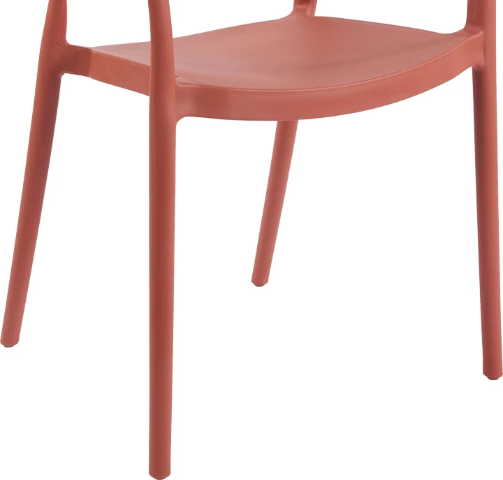 Karrige me krahë Ankara, e grumbullueshme, PP, ngjyrë terrakote, shpinë PE ratan, 54x55.5x77cm