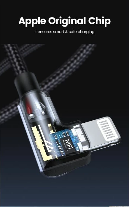 Kabllo spiral USB-C në Lightning UGREEN MFi 60764 1.5m 18W e zezë, box