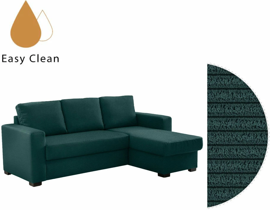 Kënd divan shtrat, i kthyeshëm, ngjyrë e gjelbër, 220x150x88