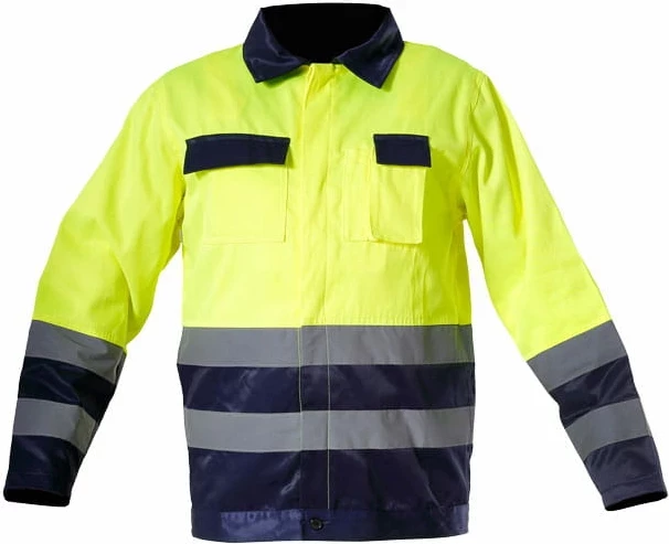 Xhaketë pune hi-vis LAHTI PRO L4091004, madhësi XL, e verdhë neon/ble e errët