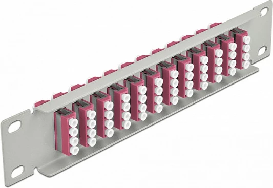 Panel patch fiber optik DeLOCK 66800, LC Quad, 12 porta, 1U, montim rack, gri/vjollcë