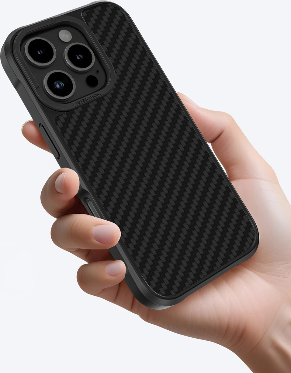 Mbështjellës AmazingThing Titan Max për iPhone 16 Pro, 1500D aramid fiber, zi