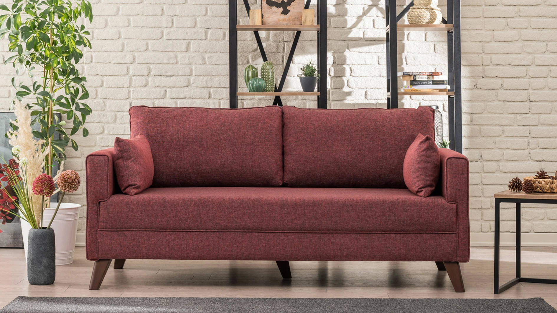 Divan për dy persona, ngjyrë e kuqe claret, Atelier del Sofa, Bella Sofa për 2 persona