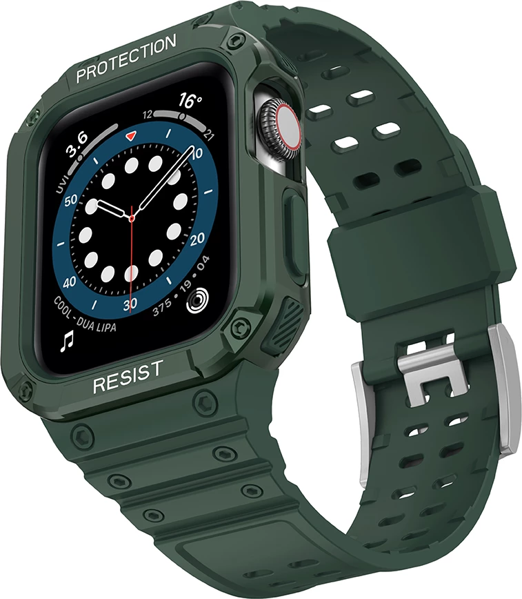 Rrip me kasë mbrojtëse për Apple Watch Hurtel Protect Strap Band, 45/44/42mm, e gjelbër