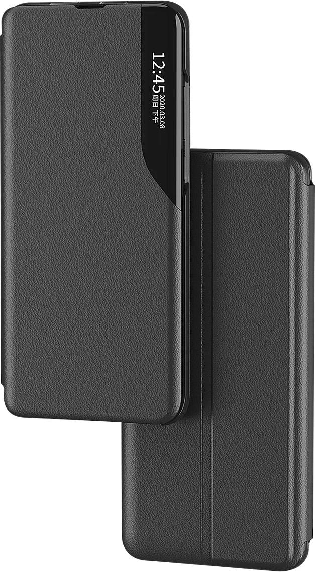 Mbështjellës Hurtel Eco Leather View Case për Samsung Galaxy A24 4G, me qëndrim, e zezë