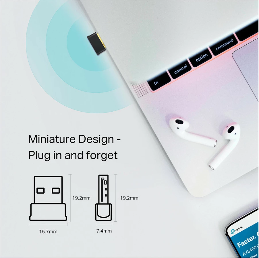 Adapter USB Wi-Fi & Bluetooth TP-Link Archer T2UB Nano, AC600 Dual Band, Wi-Fi 5, Bluetooth 4.2, i zi