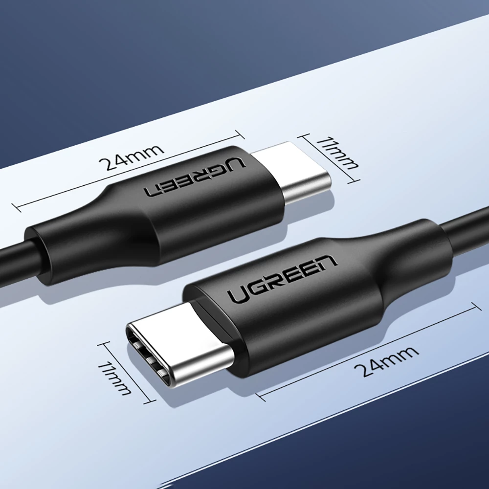 Kabllo USB-C në USB-C Ugreen US286, 1m, 3A, 480 Mbps, e zezë