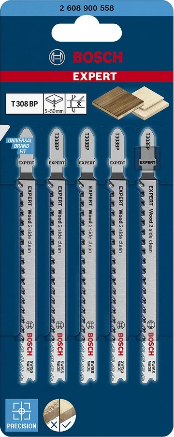 Set tehë sharre Bosch EXPERT T308BP, 5 copë, për dru, bardhë