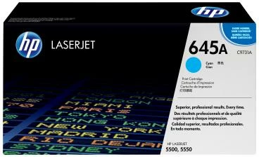 Toner HP 645A C9731A rendiment 9,800–23,700 faqe, për Color LaserJet 5500/5550, Cyan