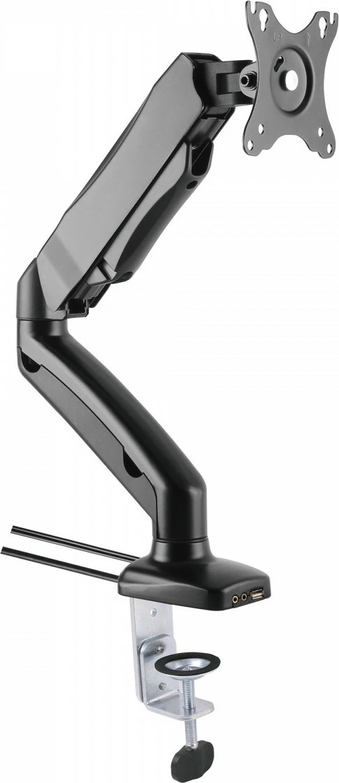 Krah tavoline për monitor Techly 102857, 13-27 inç, me gaz, audio/USB, i zi