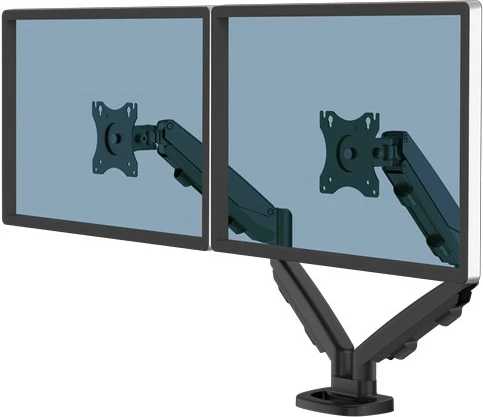Krah monitori i dyfishtë Fellowes EPPA, rregullim lartësie dhe thellësie, për 2 ekrane, e zezë