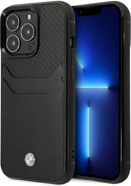 Mbështjellës BMW BMHCP14X22RSEPK për iPhone 14 Pro Max 6.7", lëkurë, xhep kartelash, i zi