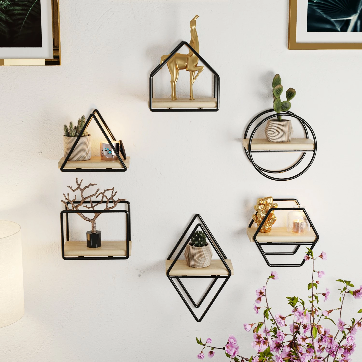 Set rafesh për mur, Hanah Home, Minyatür Raflar, 6 copë