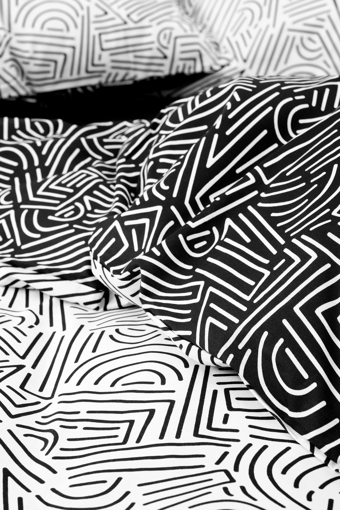 Set mbulesë për jorgan njëpersonësh, L'Essentiel Linge de Maison, Maze, ngjyrë e zezë