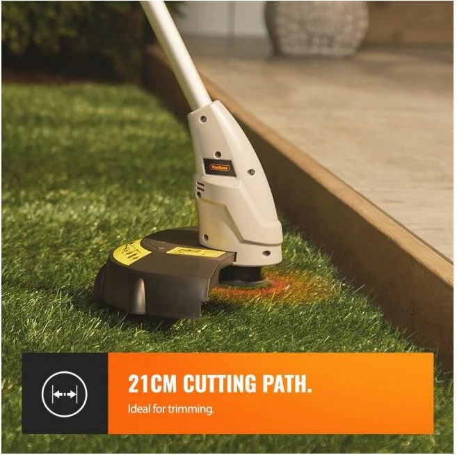 Trimer bari pa kabllo VonHaus F-Series MPN 3500194, 12V MAX 2.0Ah Li-ion, me bateri + karikues + 12 tehe rezervë, bardhë/zi