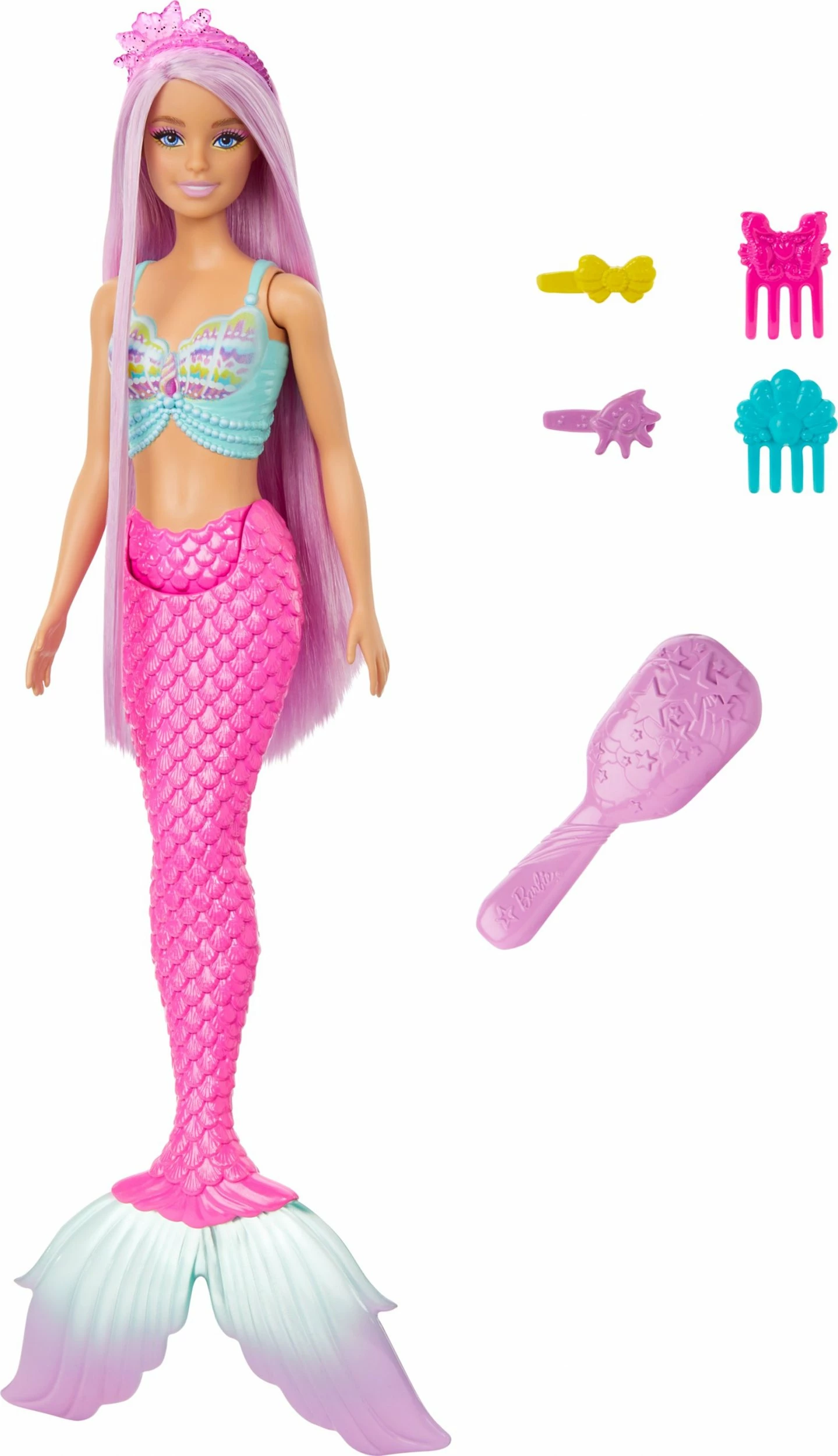 Kukull sirenë Barbie Mattel HRR00, flokë të gjatë, me aksesorë, rozë