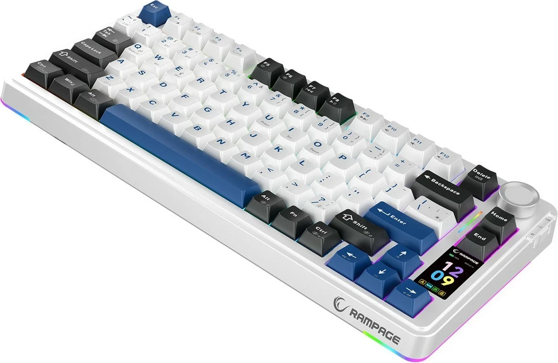 Tastierë mekanike wireless Rampage Quell Pro, 75%, RGB, Hot-Swap, Bluetooth/2.4G, e bardhë