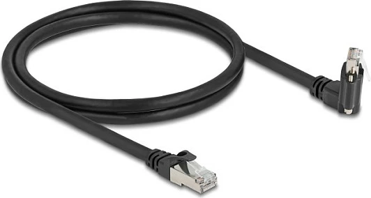 Kabllo rrjeti DeLOCK 80917, Cat6 S/FTP, 1m, RJ45 me kënd + RJ45 me vida, e zezë