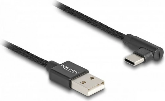 Kabllo USB DeLOCK USB 2.0, USB-A në USB-C (këndore), 3 m, e zezë