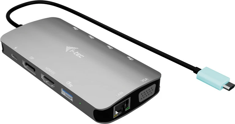 Docking station I-Tec USB-C Metal Nano, 3x monitor (DP/HDMI/VGA), 100W PD, argjendtë
