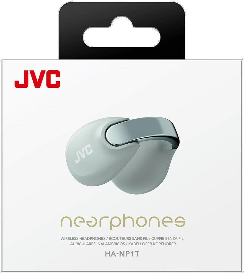 Kufje TWS JVC HA-NP1THU, open-back, earcuff, argjend