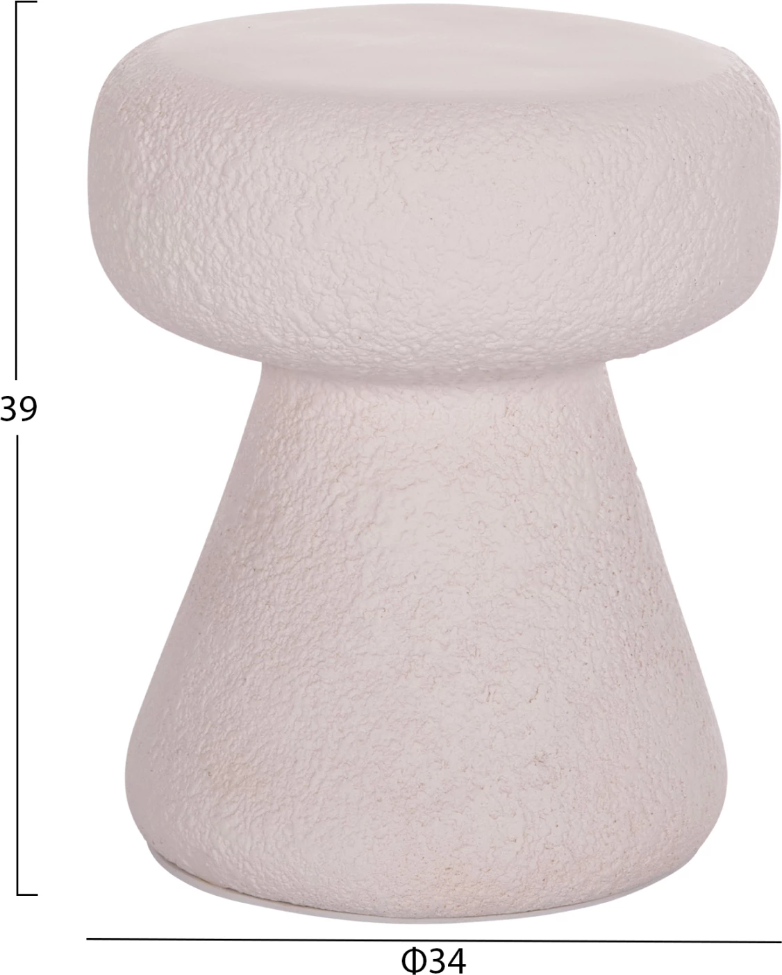 Stool i rrumbullakët INTERON, fibër-cement, ngjyrë e bardhë, FH18171.02, Φ34x39cm