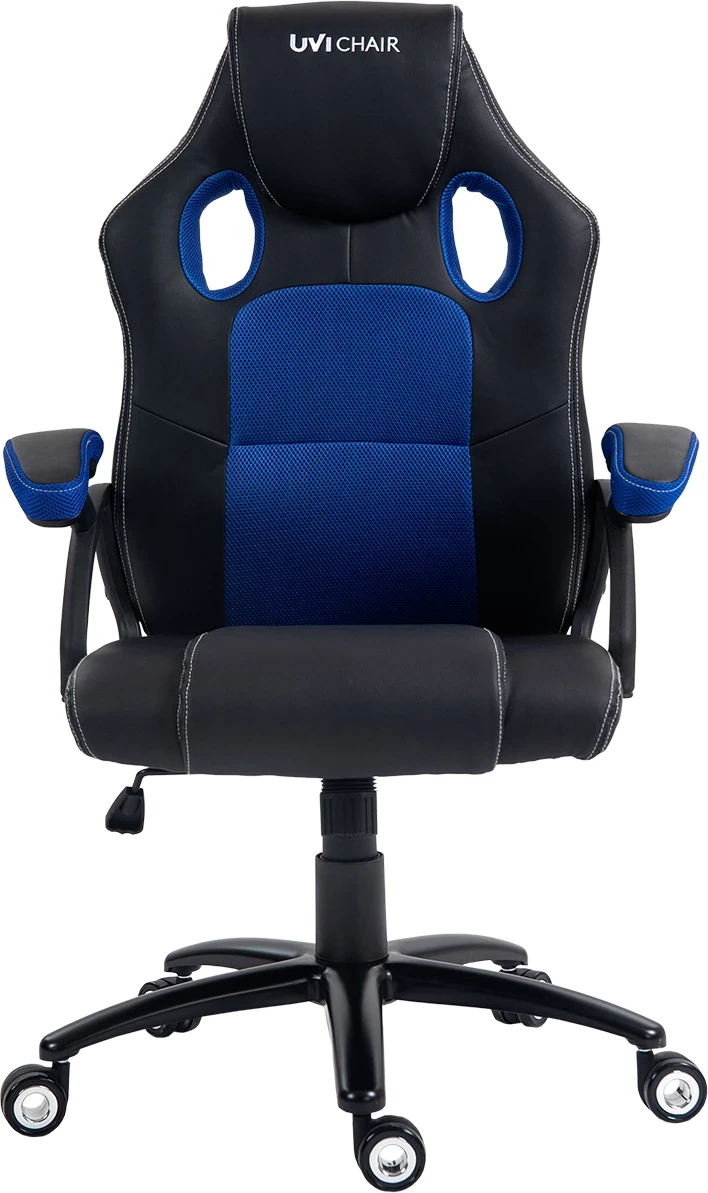 Karrige gaming/zyre UVI Storm UVI7002, rregullim lartësie 10 cm, mekanizëm butterfly, pjerrësi deri 30°, blu/e zezë