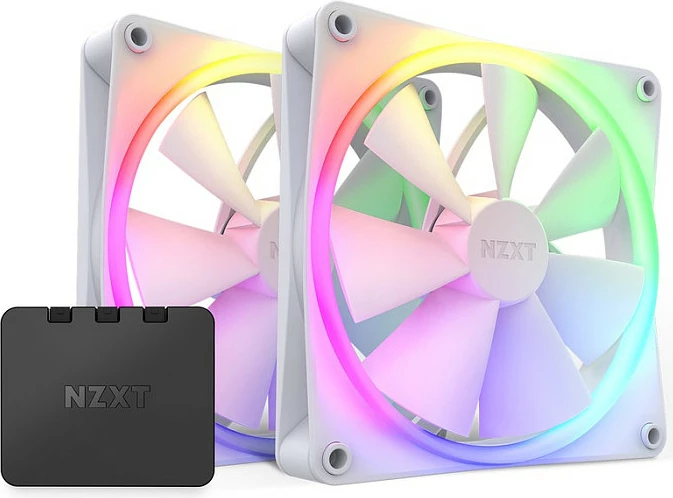 Fan NZXT F140 RGB Twin 140mm, 2 copë + controller, 500-1800 RPM, i bardhë